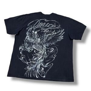 VTG Deuce By Dussault Custom Ink T-shirt Phoenix Graphic Tattoo Y2K Sz L Rare!